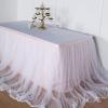 14FT Extra Long 48" Two Layered Tulle & Satin Table Skirt - Rose Gold | White view 2