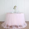 14FT Extra Long 48" Two Layered Tulle & Satin Table Skirt - Rose Gold | White view 3