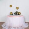 14FT Extra Long 48" Two Layered Tulle & Satin Table Skirt - Rose Gold | White view 4