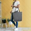ALAZA Polka Dots Black White Large Canvas Tote Bag Reusable Grocery Shopping Bag with Handles, Heavy Duty, Washable view 2