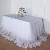 14FT Extra Long 48" Two Layered Tulle & Satin Table Skirt - White | White view 2