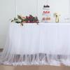 14FT Extra Long 48" Two Layered Tulle & Satin Table Skirt - White | White view 3