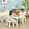 Costzon Kids Table and Chairs, 3 Piece Plastic Easy Clean Children Activity Desk for Reading, Drawing, Snack Time, Arts Crafts, Preschool, Kindergarten & Playroom, Toddler Table and Chair Set (White) view 2