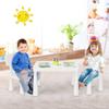 Costzon Kids Table and Chairs, 3 Piece Plastic Easy Clean Children Activity Desk for Reading, Drawing, Snack Time, Arts Crafts, Preschool, Kindergarten & Playroom, Toddler Table and Chair Set (White) view 3