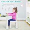 Costzon Kids Table and Chairs, 3 Piece Plastic Easy Clean Children Activity Desk for Reading, Drawing, Snack Time, Arts Crafts, Preschool, Kindergarten & Playroom, Toddler Table and Chair Set (White) view 4