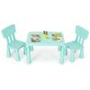 Costzon Kids Table and Chairs, 3 Piece Plastic Easy Clean Children Activity Desk for Reading, Drawing, Snack Time, Arts Crafts, Preschool, Kindergarten & Playroom, Toddler Table and Chair Set (Green) view 1