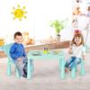 Costzon Kids Table and Chairs, 3 Piece Plastic Easy Clean Children Activity Desk for Reading, Drawing, Snack Time, Arts Crafts, Preschool, Kindergarten & Playroom, Toddler Table and Chair Set (Green) view 2