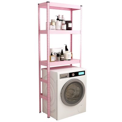 BOOMLATU 3-Tier Over The Toilet Rack,Bathroom Shelves Over Toilet Corner Stand Storage Organizer Multifunctional Bathroom for Toilet,Laundry 23.6" Wx11.8 Dx67.3 H (Pink)