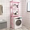 BOOMLATU 3-Tier Over The Toilet Rack,Bathroom Shelves Over Toilet Corner Stand Storage Organizer Multifunctional Bathroom for Toilet,Laundry 23.6" Wx11.8 Dx67.3 H (Pink) view 3