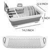 Collapsible Dish Drying Rack with Drain board Set Portable Dish Drainer Foldable Drying Dish Storage Rack Silverware Organizer view 2