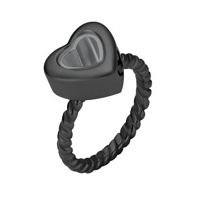 constantlife Cremation Rings Jewelry for Ashes Glass Heart Shape Urns Hand Ring Stainless Steel Human Pets Ashes Holder Keepsake (Black, 6)