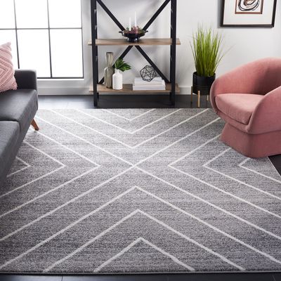 SAFAVIEH Area Rug 8x10 - Adirondack Collection - Large - Dark Grey & Ivory, Modern Geometric Design, Non-Shedding & Easy Cleaning, Ideal for Living Room, Bedroom, Office, Dining Space (ADR251H)