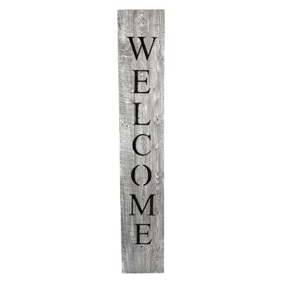 HomeRoots Rustic White Wash Front Porch Welcome Sign