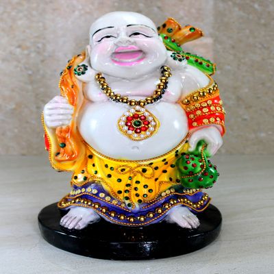 eSplanade Laughing Buddha Statue for Money, Wealth & Good Luck | Resin Home Decor Item for Living Room, Office Table Desk, Shelf | Feng Shui Showpiece, Idol & Figurine | House Warming Gift, 11.5"