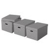 Esselte Large Storage Box With Lid, Pack Of 3, Home/Office Storage & Organisation, 100% Recycled Cardboard, 100% Recyclable, Home Geometric Design, Grey, 628287 view 1
