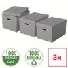 Esselte Large Storage Box With Lid, Pack Of 3, Home/Office Storage & Organisation, 100% Recycled Cardboard, 100% Recyclable, Home Geometric Design, Grey, 628287 view 2