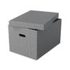 Esselte Large Storage Box With Lid, Pack Of 3, Home/Office Storage & Organisation, 100% Recycled Cardboard, 100% Recyclable, Home Geometric Design, Grey, 628287 view 4