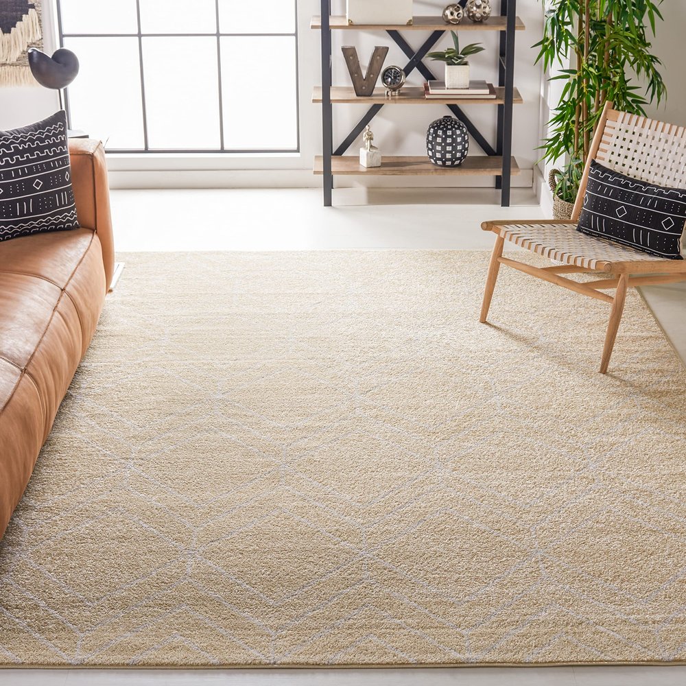SAFAVIEH Area Rug 8x10 - Adirondack Collection - Large - Gold & Light Grey, Modern Geometric Design, Non-Shedding & Easy Cleaning, Ideal for Living Room, Bedroom, Office, Dining Space (ADR241D)