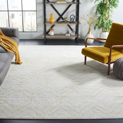 SAFAVIEH Area Rug 8x10 - Adirondack Collection - Large - Ivory & Gold, Modern Geometric Design, Non-Shedding & Easy Cleaning, Ideal for Living Room, Bedroom, Office, Dining Space (ADR241C)