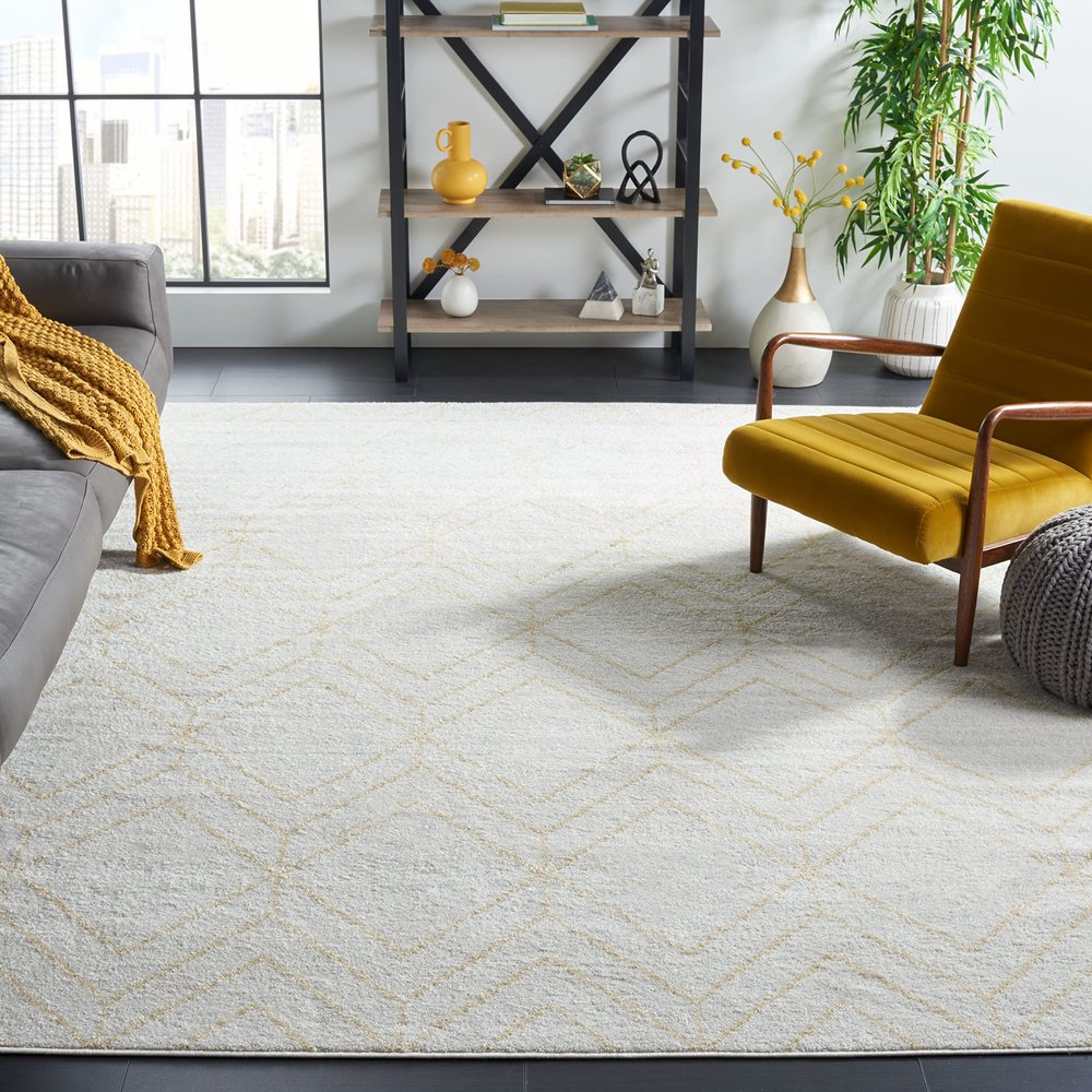 SAFAVIEH Area Rug 8x10 - Adirondack Collection - Large - Ivory & Gold, Modern Geometric Design, Non-Shedding & Easy Cleaning, Ideal for Living Room, Bedroom, Office, Dining Space (ADR241C)