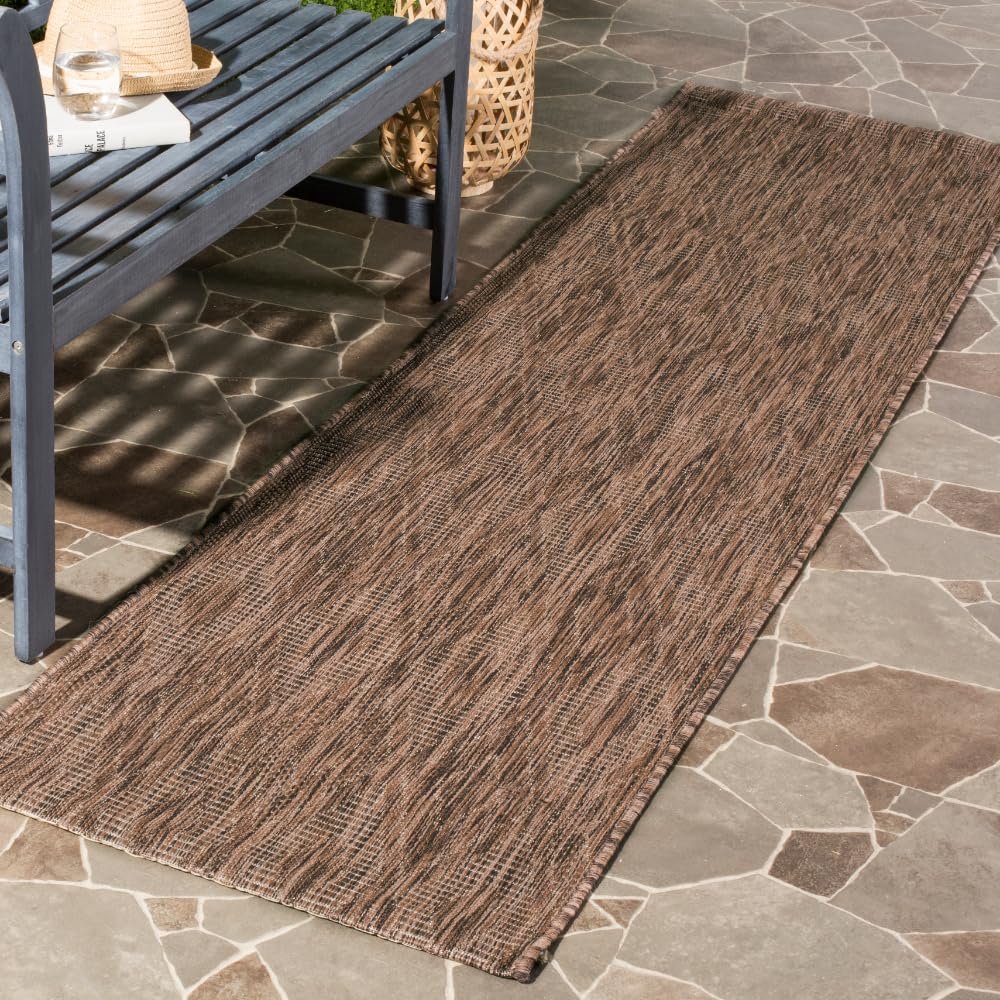 SAFAVIEH Washable Rug Outdoor Courtyard Collection - 2'3" x 14' Runner, Brown, Non-Shedding & Easy Cleaning, Ideal for Patio, Entryway, Mudroom, Hallway, Kitchen (CY8522-36322)