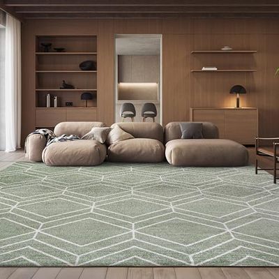 SAFAVIEH Area Rug 8x10 - Adirondack Collection - Large - Sage & Ivory, Modern Geometric Design, Non-Shedding & Easy Cleaning, Ideal for Living Room, Bedroom, Office, Dining Space (ADR241Y)
