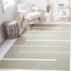 SAFAVIEH Montauk Collection Accent Rug - 4' x 6', Light Green & Ivory, Handmade Flat Weave Boho Farmhouse Cotton Modern Stripe, Ideal for High Traffic Areas in Entryway, Living Room, Bedroom (MTK311J) view 1