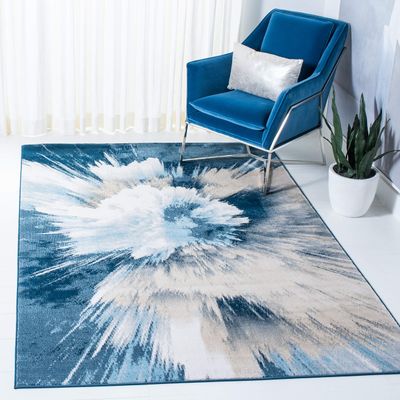 SAFAVIEH Area Rug 8x10 - Lagoon Collection - Large - Beige & Blue, Modern Abstract Design, Non-Shedding & Easy Cleaning, Ideal for Living Room, Bedroom, Office, Dining Space (LGN202B)