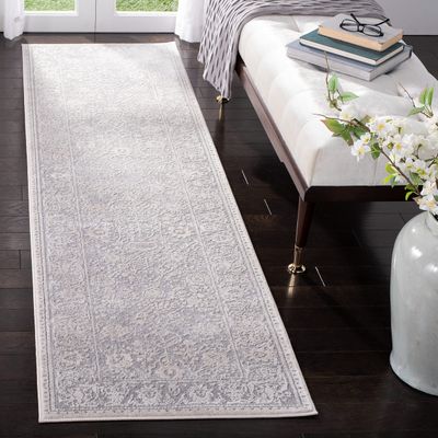 SAFAVIEH Reflection Collection Runner Rug - 2'3" x 14', Light Grey & Cream, Non-Shedding & Easy Cleaning, Ideal for Living Room, Bedroom (RFT663C)