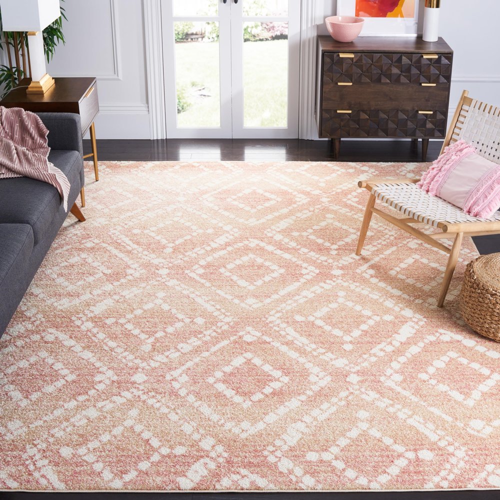 SAFAVIEH Area Rug 8x10 - Adirondack Collection - Large - Rose & Gold, Geometric Trellis Pattern, Non-Shedding & Easy Cleaning, Ideal for Living Room, Bedroom, Office, Dining Space (ADR131Q)