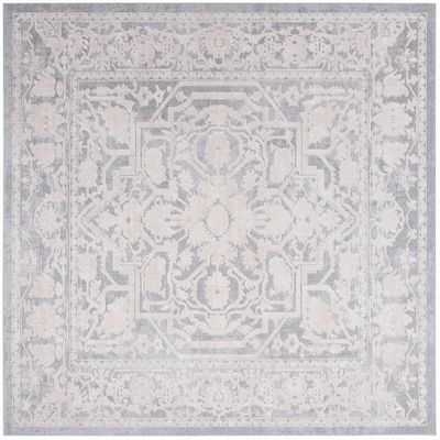 SAFAVIEH Area Rug 3' Square - Reflection Collection - Light Grey & Cream, Non-Shedding & Easy Cleaning, Ideal for Foyer, Living Room, Bedroom (RFT665C)