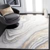 SAFAVIEH Orchard Collection Area Rug - 5' Square, Grey & Gold, Modern Abstract Design, Non-Shedding & Easy Care, Ideal for High Traffic Areas in Living Room, Bedroom (ORC637G) view 1