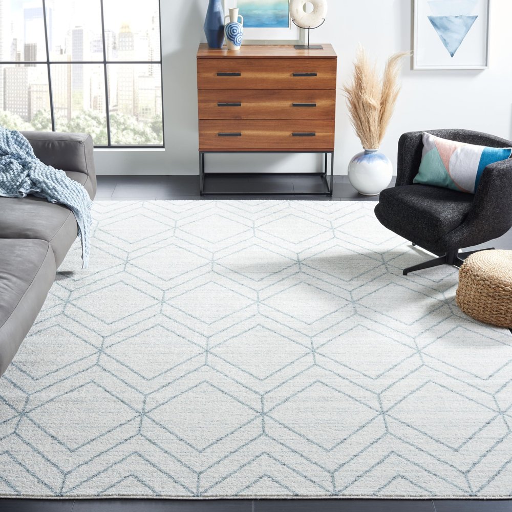 SAFAVIEH Area Rug 8x10 - Adirondack Collection - Large - Grey & Blue, Modern Geometric Design, Non-Shedding & Easy Cleaning, Ideal for Living Room, Bedroom, Office, Dining Space (ADR241K)