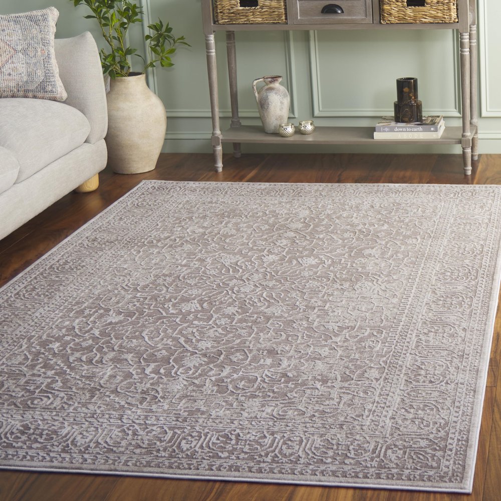 SAFAVIEH Area Rug 3' Square - Reflection Collection - Beige & Cream, Non-Shedding & Easy Cleaning, Ideal for Living Room, Bedroom (RFT670A)