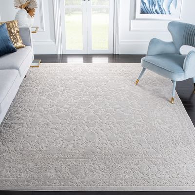SAFAVIEH Reflection Collection Area Rug - 6'7" Square, Cream & Ivory, Non-Shedding & Easy Cleaning, Ideal for Living Room, Bedroom (RFT667D)