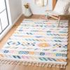 SAFAVIEH Area Rug 8x10 - Moroccan Fringe Shag Collection - Large - Ivory & Blue, Boho Design, Non-Shedding & Easy Cleaning, Plush Thick Pile, Ideal for Living Room, Bedroom, Dining Space (MFG110A) view 1