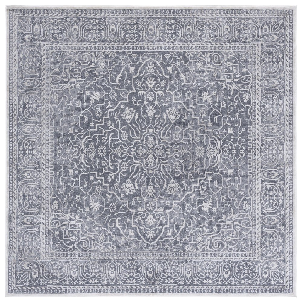 SAFAVIEH Area Rug 3' Square - Reflection Collection - Dark Grey & Cream, Non-Shedding & Easy Cleaning, Ideal for Living Room, Bedroom (RFT670B)
