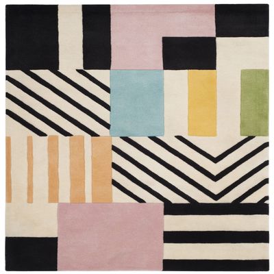 SAFAVIEH Fifth Avenue Collection Accent Rug - 2'3" x 5', Ivory & Black, Handmade Mid-Century Modern Abstract Wool, Ideal for High Traffic Areas in Entryway, Living Room, Bedroom (FTV122A)