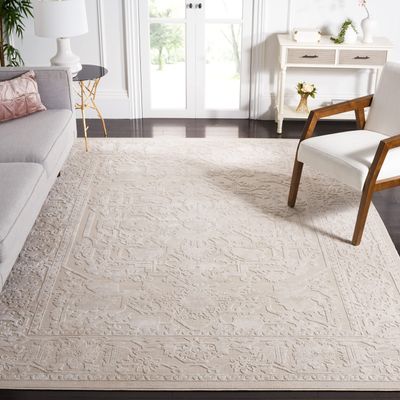 SAFAVIEH Area Rug 5' Square - Reflection Collection - Cream & Ivory, Non-Shedding & Easy Cleaning, Ideal for Living Room, Bedroom (RFT665D)