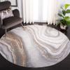 SAFAVIEH Orchard Collection Area Rug - 5' Round, Grey & Gold, Modern Abstract Design, Non-Shedding & Easy Care, Ideal for High Traffic Areas in Living Room, Bedroom (ORC637G) view 1