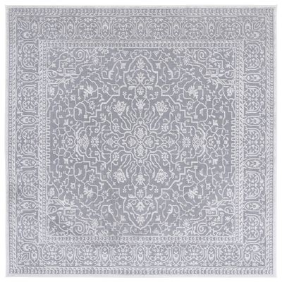 SAFAVIEH Area Rug 3' Square - Reflection Collection - Light Grey & Cream, Non-Shedding & Easy Cleaning, Ideal for Living Room, Bedroom (RFT670C)