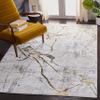SAFAVIEH Amelia Collection Area Rug - 5' Square, Grey & Gold, Modern Abstract Design, Non-Shedding & Easy Care, Ideal for High Traffic Areas in Living Room, Bedroom (ALA293G) view 1
