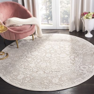 SAFAVIEH Area Rug 3' Round - Reflection Collection - Beige & Cream, Non-Shedding & Easy Cleaning, Ideal for Living Room, Bedroom (RFT667A)