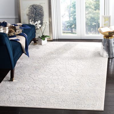 SAFAVIEH Area Rug 3' Square - Reflection Collection - Light Grey & Cream, Non-Shedding & Easy Cleaning, Ideal for Foyer, Living Room, Bedroom (RFT667C)