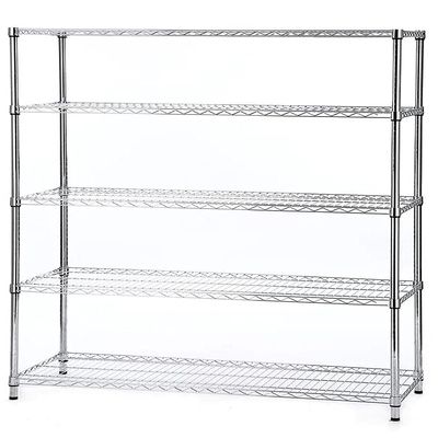 Regal Altair 18'' Deep x 48'' Wide x 72'' High 5 Tier Chrome Wire Shelving Unit | NSF Commercial Storage Rack Kit