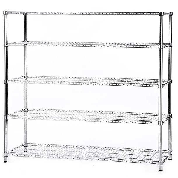 Regal Altair 18'' Deep x 48'' Wide x 72'' High 5 Tier Chrome Wire Shelving Unit | NSF Commercial Storage Rack Kit