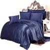 Dhruvi Bedding Hotel Quality 100% Silky Satin 5 Piece Comforter Sheet Set (Box Stitched Pattern Comforter + Fitted Sheet 18" Deep Pocket + Flat Sheet + 2 Pillow Cover) (Twin,Navy Blue) view 1