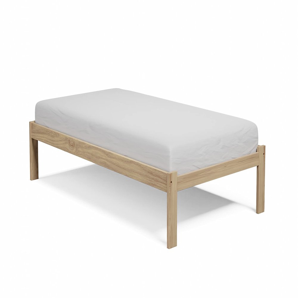Alaska Wooden Twin XL Bed Platform Bed Solid Pine Wood Twin XL Size Bed Unfinished with Wooden Slats Mattress Support Teens Bed No Box Spring Needed Suitable for Kids Bedroom Boys and Girls Kids Bed