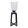 A&B Home Glass Candle Holder with Iron Base - Large - 9" Dia. x 23" - Black Base - Clear view 1