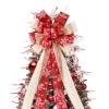 Christmas Tree Topper Bow, 44X12 Inch Artificial Xmas Tree Flower Topper Decor, for Family, Wedding, Birthday Party, Indoor Outdoor Thanksgiving Christmas Decoration - Red/Gold/Snowflake. view 1